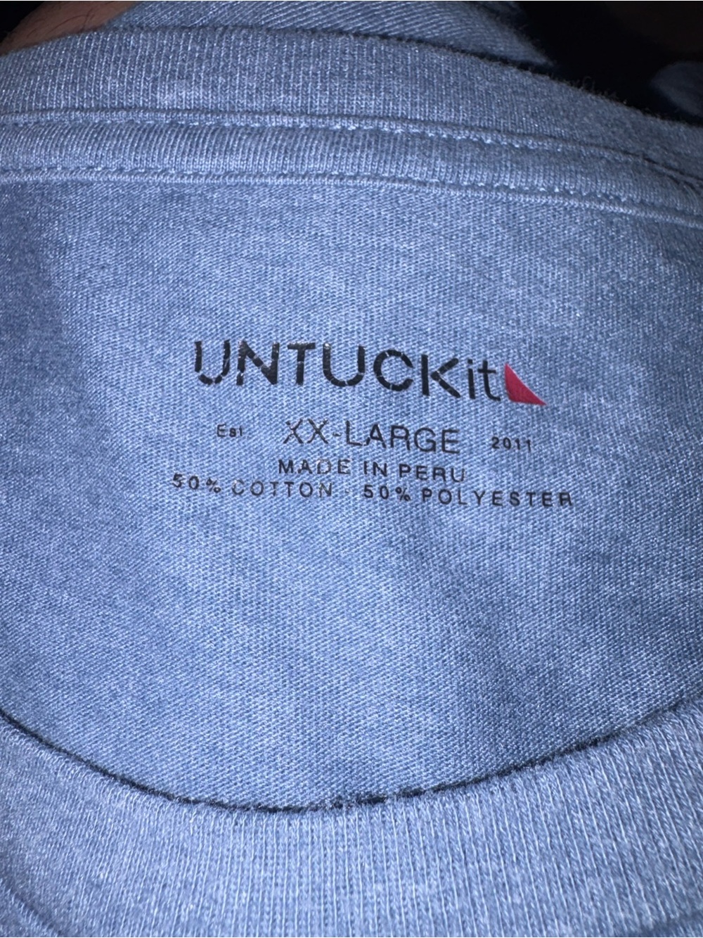 UNTUCKit Mens XXL Blue Gray Heathered Performance Short Sleeve Crewneck T-Shirt